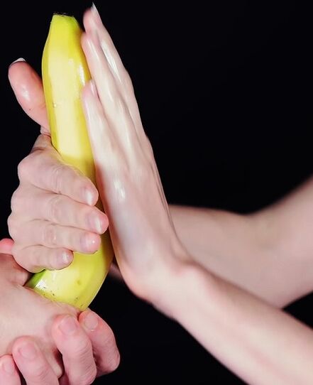 Massage to raise a member using a banana example